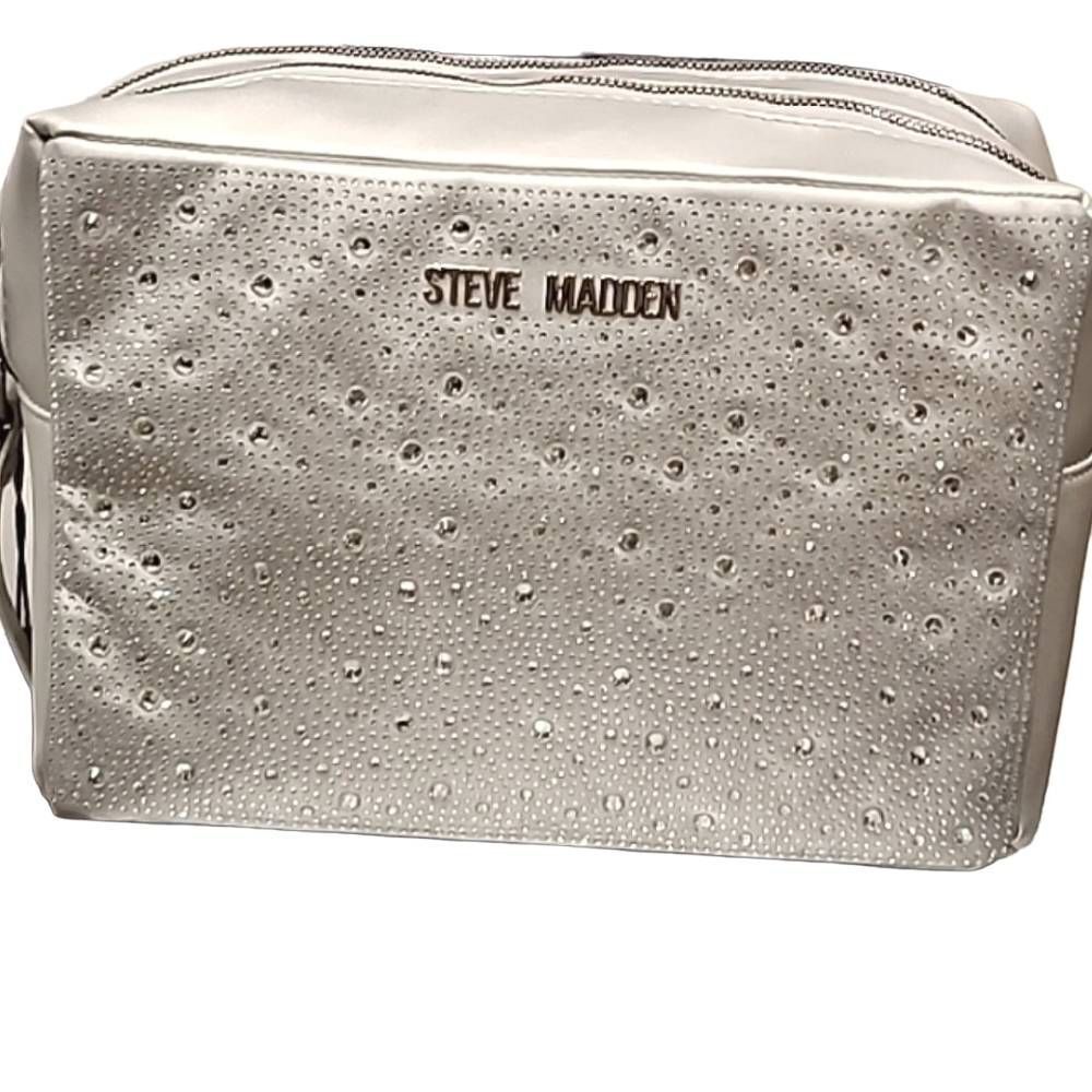 Steve Madden‎ Silver Rhinestone Double Zip Weekender - Picture 3 of 12